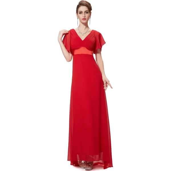 EverPretty Womens Short Sleeve VNeck Evening Dress Floor Length Mother of The Bride Dress 09890Red