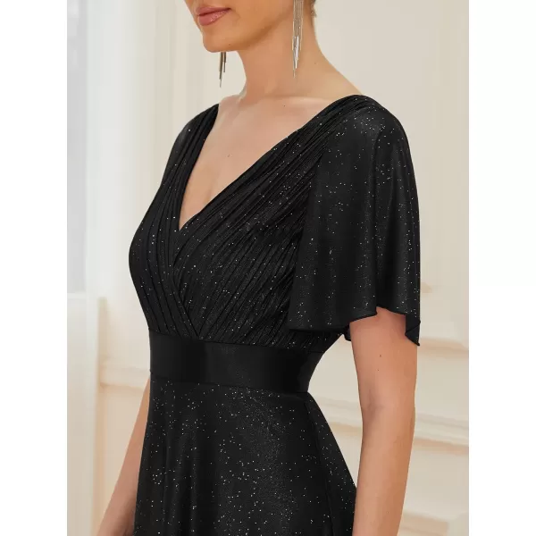 EverPretty Womens Short Sleeves Aline Sparkle Formal Dresses 50159Black