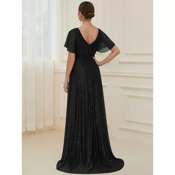 EverPretty Womens Short Sleeves Aline Sparkle Formal Dresses 50159Black