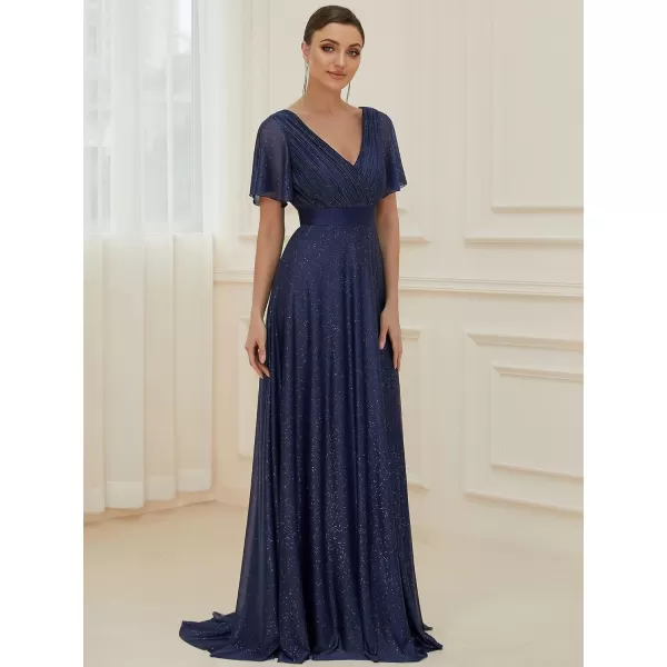 EverPretty Womens Short Sleeves Aline Sparkle Formal Dresses 50159Navy Blue