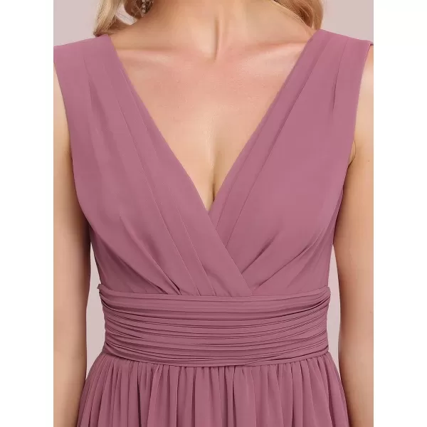 EverPretty Womens Sleeveless KneeLength V Neck Ruched Chiffon Formal Party Dress 3989Orchid