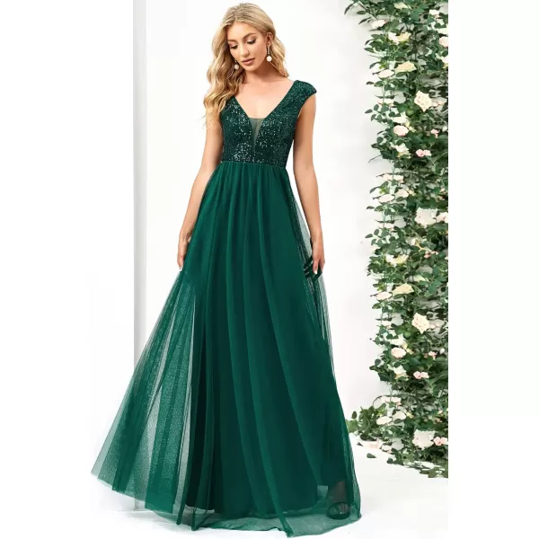 EverPretty Womens Sleeveless Sequin ALine Tulle Formal Evening Gowns for Women 0115AGreen