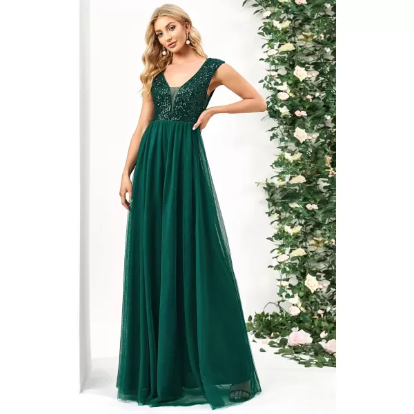 EverPretty Womens Sleeveless Sequin ALine Tulle Formal Evening Gowns for Women 0115AGreen