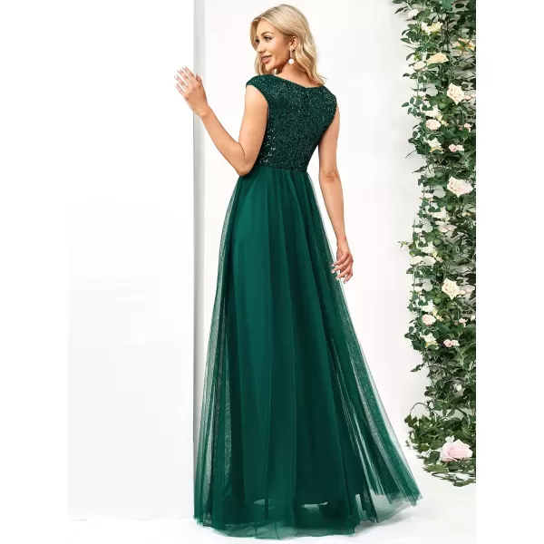 EverPretty Womens Sleeveless Sequin ALine Tulle Formal Evening Gowns for Women 0115AGreen