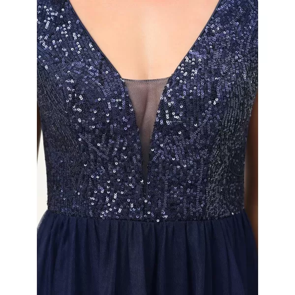 EverPretty Womens Sleeveless Sequin ALine Tulle Formal Evening Gowns for Women 0115ANavy Blue