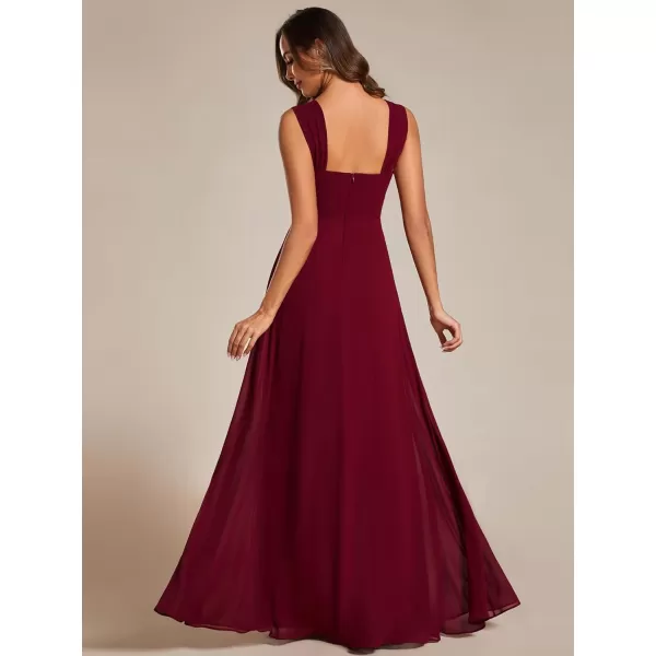 EverPretty Womens Sleeveless Square Neckline Backless A Line Floor Length Bridesmaid Dresses S0017Burgundy