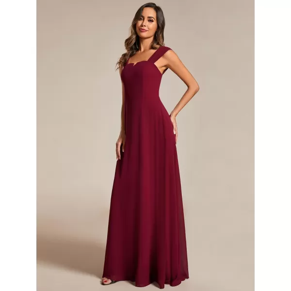 EverPretty Womens Sleeveless Square Neckline Backless A Line Floor Length Bridesmaid Dresses S0017Burgundy