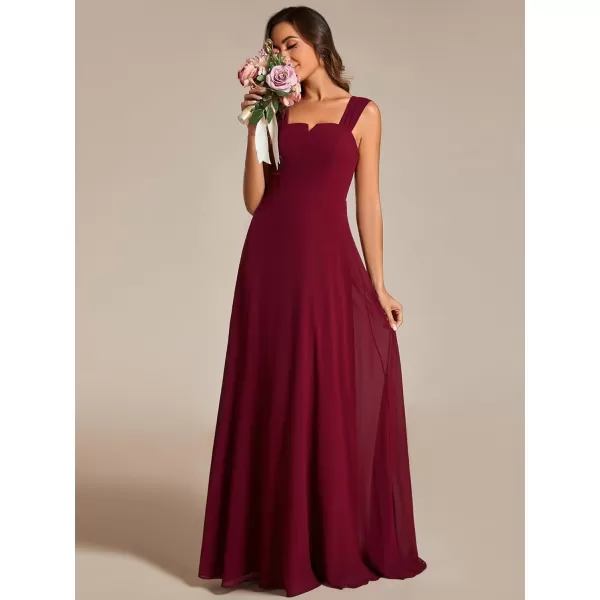 EverPretty Womens Sleeveless Square Neckline Backless A Line Floor Length Bridesmaid Dresses S0017Burgundy