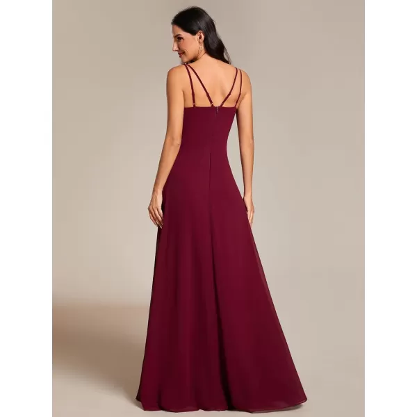 EverPretty Womens Sleeveless V Neck Pleated A Line Floor Length Bridesmaid Dresses S0021Burgundy