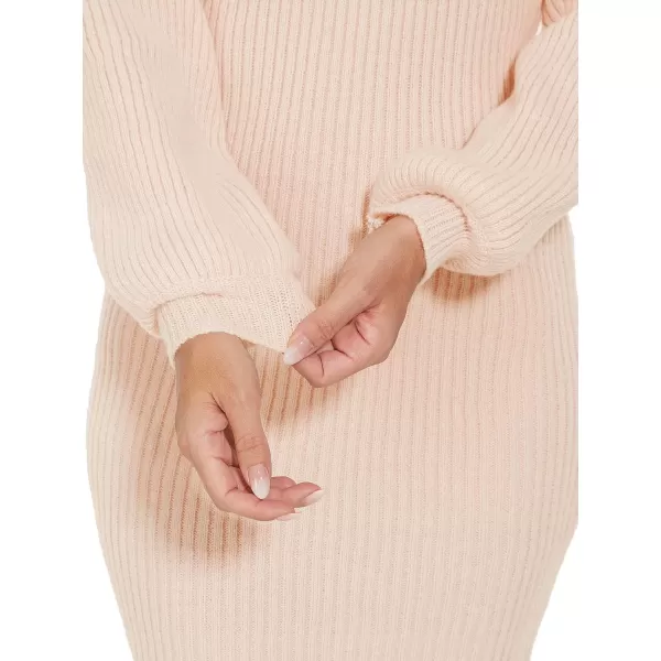 EverPretty Womens Slim Long Lantern Sleeve Winter Knit Pullover Sweater Dresses 40395Beige