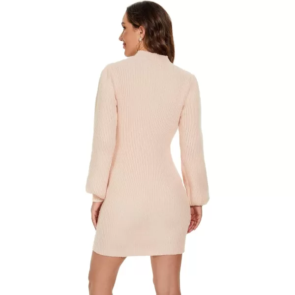 EverPretty Womens Slim Long Lantern Sleeve Winter Knit Pullover Sweater Dresses 40395Beige