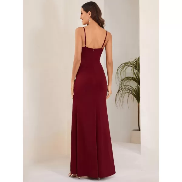 EverPretty Womens Spaghetti Strap Sleeveless Sequin Slit Bodycon FloorLength Evening Dresses 01667Burgundy