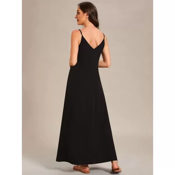 EverPretty Womens Spaghetti Straps Loose Summer Beach Vacation Maxi Dress 01828Black