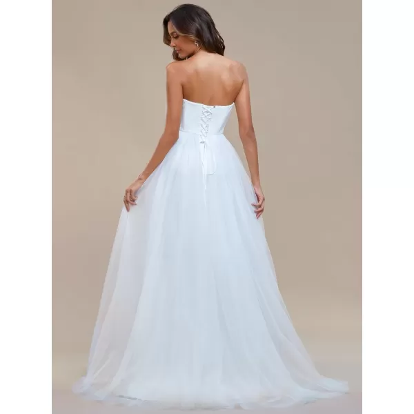 EverPretty Womens Strapless Aline Empire Waist Tulle Elegant Simple Wedding Dress 01775White