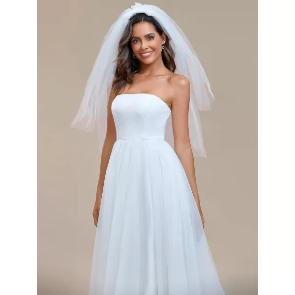 EverPretty Womens Strapless Aline Empire Waist Tulle Elegant Simple Wedding Dress 01775White