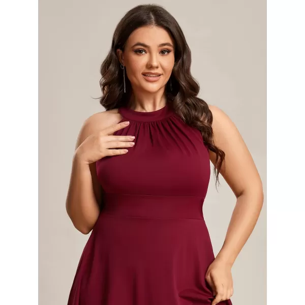 EverPretty Womens Summer ALine Halter Plus Size Sundresses Causal Cocktail Dress 01782PZBurgundy