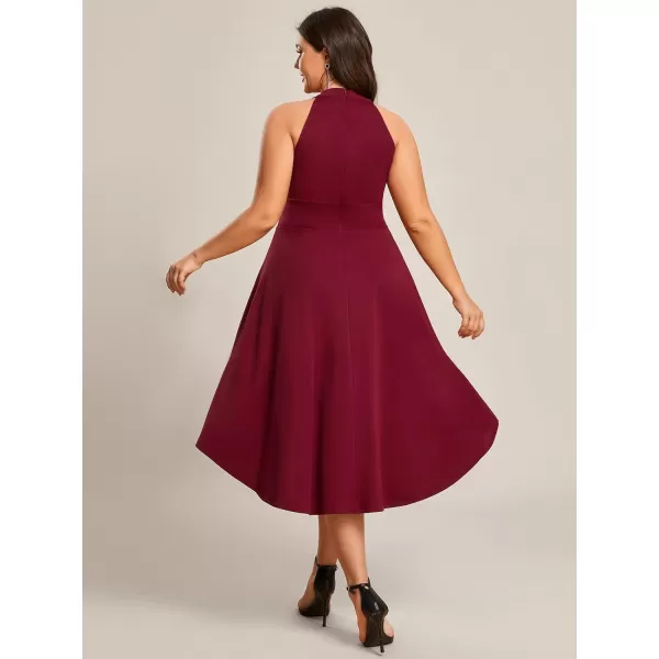 EverPretty Womens Summer ALine Halter Plus Size Sundresses Causal Cocktail Dress 01782PZBurgundy