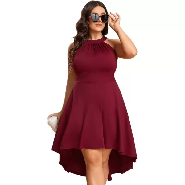 EverPretty Womens Summer ALine Halter Plus Size Sundresses Causal Cocktail Dress 01782PZBurgundy