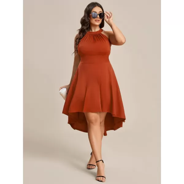 EverPretty Womens Summer ALine Halter Plus Size Sundresses Causal Cocktail Dress 01782PZBurnt Orange