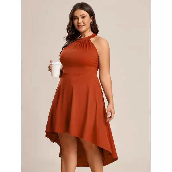 EverPretty Womens Summer ALine Halter Plus Size Sundresses Causal Cocktail Dress 01782PZBurnt Orange