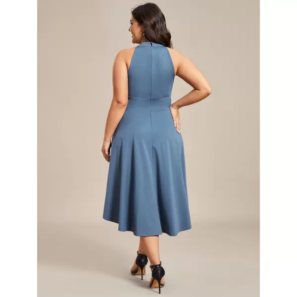 EverPretty Womens Summer ALine Halter Plus Size Sundresses Causal Cocktail Dress 01782PZDusty Navy