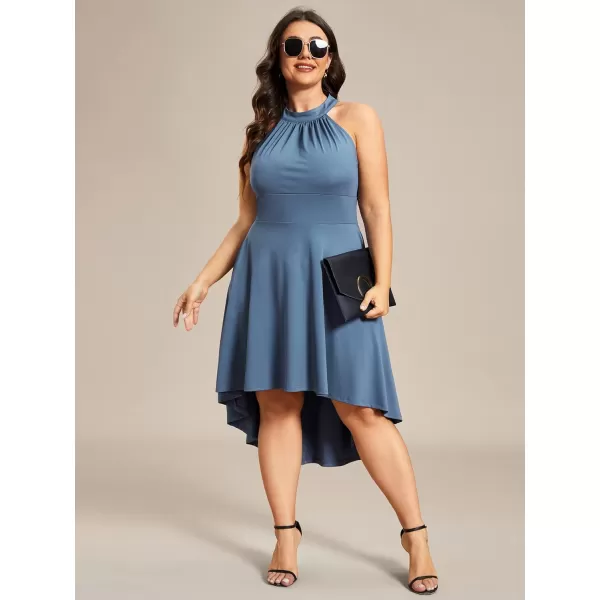 EverPretty Womens Summer ALine Halter Plus Size Sundresses Causal Cocktail Dress 01782PZDusty Navy