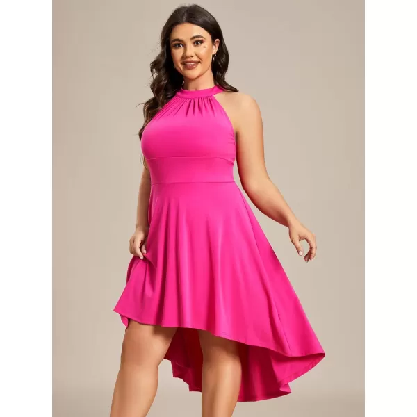 EverPretty Womens Summer ALine Halter Plus Size Sundresses Causal Cocktail Dress 01782PZHot Pink