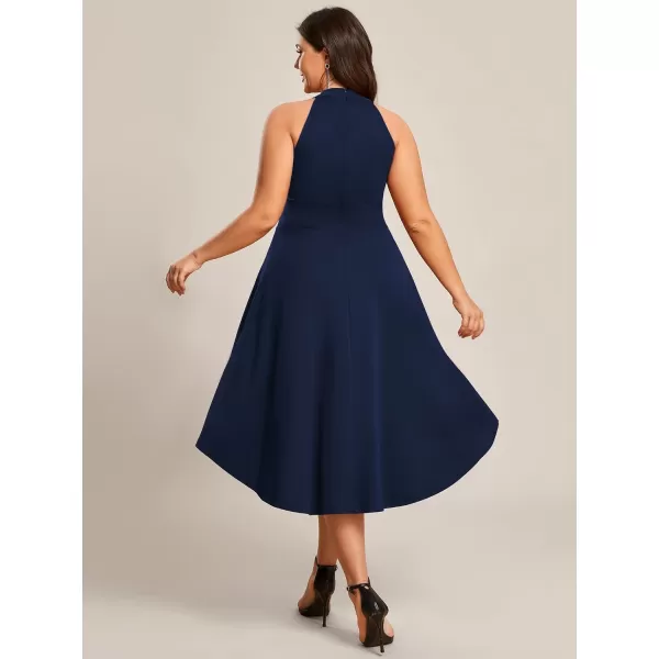 EverPretty Womens Summer ALine Halter Plus Size Sundresses Causal Cocktail Dress 01782PZNavy Blue