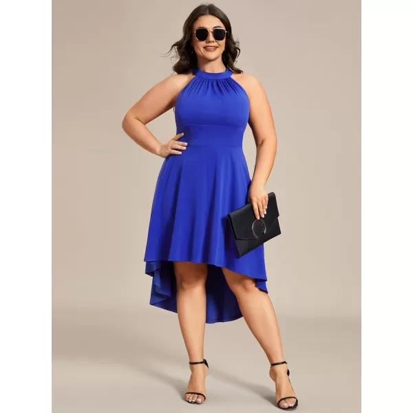 EverPretty Womens Summer ALine Halter Plus Size Sundresses Causal Cocktail Dress 01782PZSapphire Blue