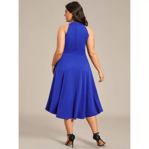 EverPretty Womens Summer ALine Halter Plus Size Sundresses Causal Cocktail Dress 01782PZSapphire Blue