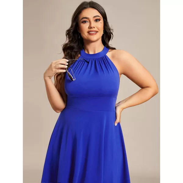 EverPretty Womens Summer ALine Halter Plus Size Sundresses Causal Cocktail Dress 01782PZSapphire Blue