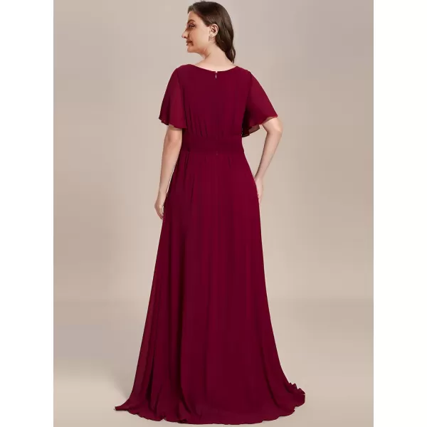 EverPretty Womens Summer Crew Neck Empire Waist Pleated Chiffon Maxi Formal Dress 01840Aburgundy