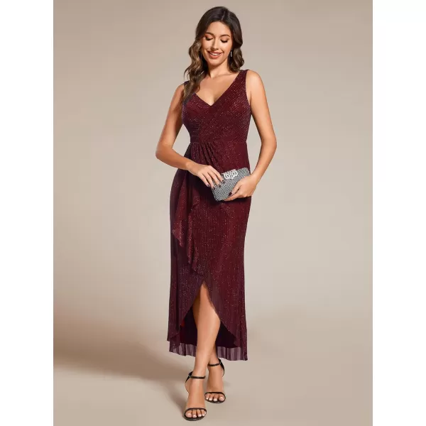 EverPretty Womens Summer Mermaid Sleeveless Glitter Midi Prom Dress Wedding Guest Dresses 02117Burgundy