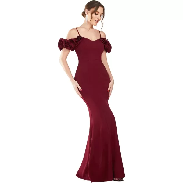 EverPretty Womens Sweetheart Cold Shoulder Backless Mermaid Evening Dresses 01633Burgundy