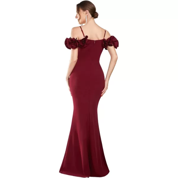 EverPretty Womens Sweetheart Cold Shoulder Backless Mermaid Evening Dresses 01633Burgundy