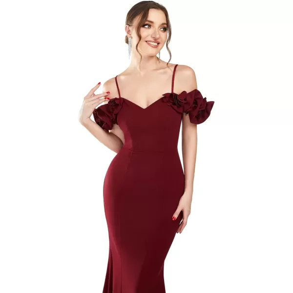 EverPretty Womens Sweetheart Cold Shoulder Backless Mermaid Evening Dresses 01633Burgundy