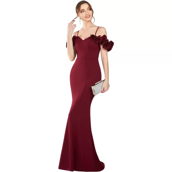 EverPretty Womens Sweetheart Cold Shoulder Backless Mermaid Evening Dresses 01633Burgundy