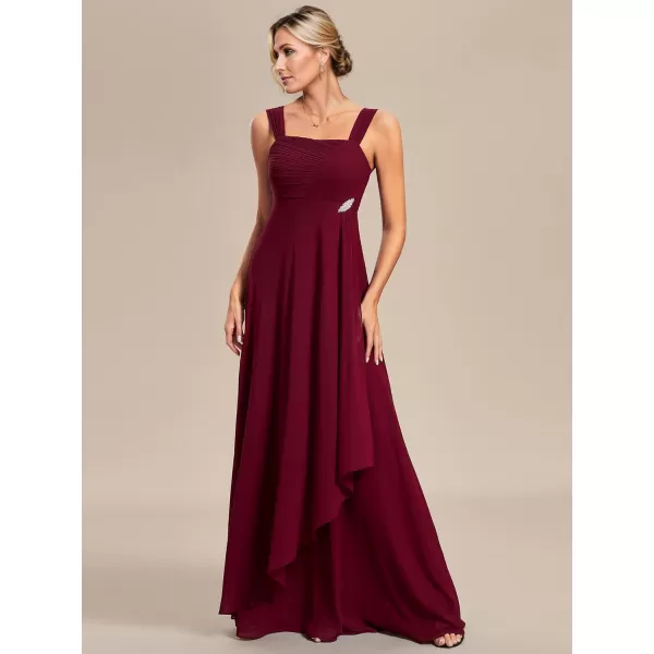 EverPretty Womens Two Pieces Chiffon A Line Ruched Mother of The Bride Dress with Jacket 01835Burgundy