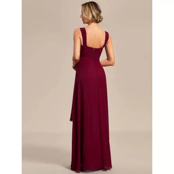 EverPretty Womens Two Pieces Chiffon A Line Ruched Mother of The Bride Dress with Jacket 01835Burgundy