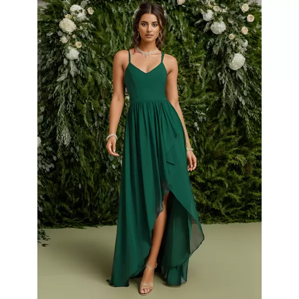 EverPretty Womens V Neck Adjustable Spaghetti Straps Open Back A Line FloorLength Bridesmaid Dress 01691Deep Green