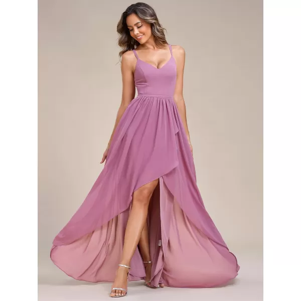 EverPretty Womens V Neck Adjustable Spaghetti Straps Open Back A Line FloorLength Bridesmaid Dress 01691Orchid