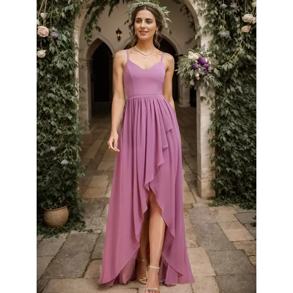 EverPretty Womens V Neck Adjustable Spaghetti Straps Open Back A Line FloorLength Bridesmaid Dress 01691Orchid