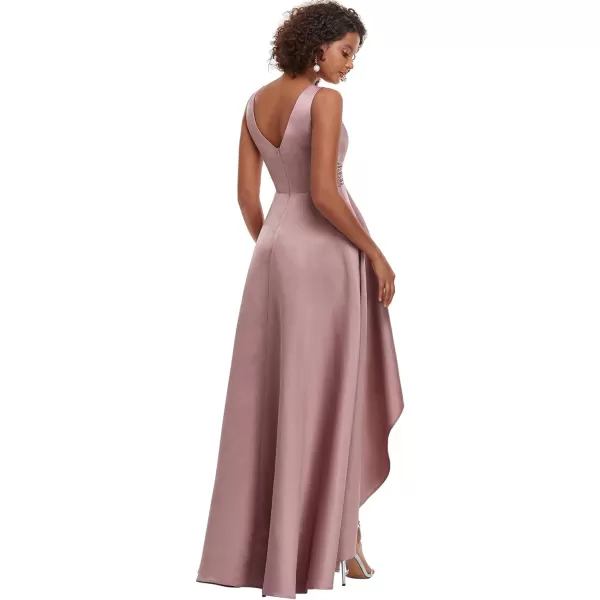 EverPretty Womens V Neck High Low Satin Prom Evening Dress Cocktail Gowns 0877Orchid