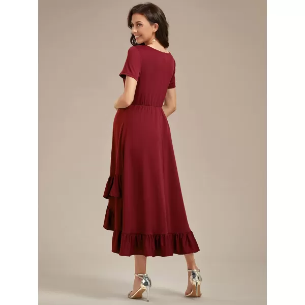 EverPretty Womens V Neck Short Sleeves A Line Long Summer Dress Casual Dresses Maternity Dresses 01799Burgundy