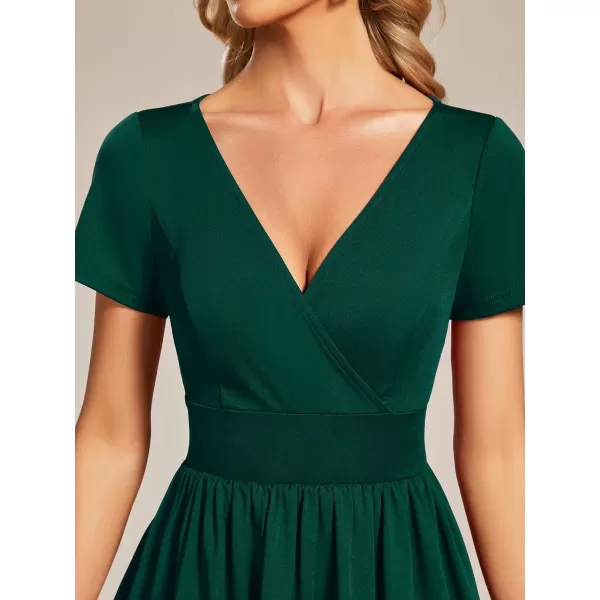 EverPretty Womens V Neck Short Sleeves ALine Mini Summer 2023 Casual Dresses 01791Dark Green