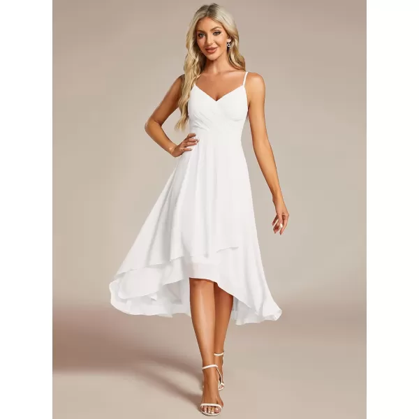 EverPretty Womens V Neck Sleeveless High Low Summer Dresses Chiffon Midi Formal Dress for Wedding Guest 21926White