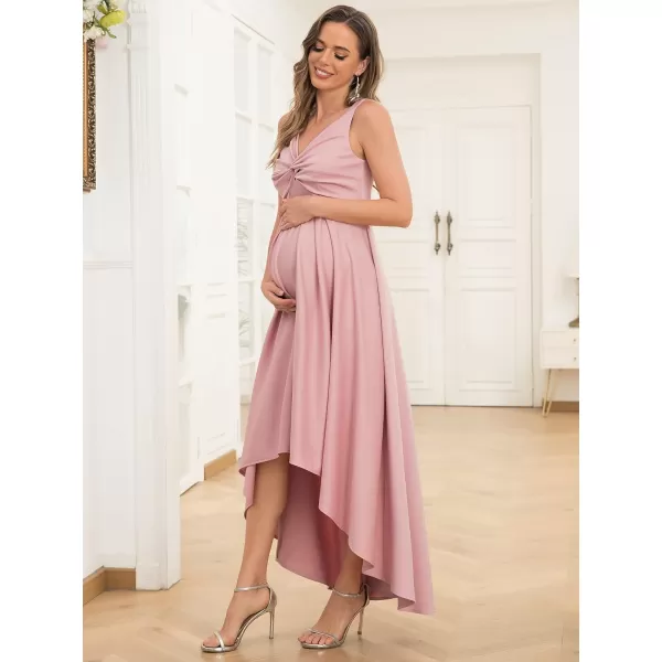 EverPretty Womens V Neck Sleeveless Pleated High Low Maternity Dress for Photoshoot 0290BEYDusty Rose