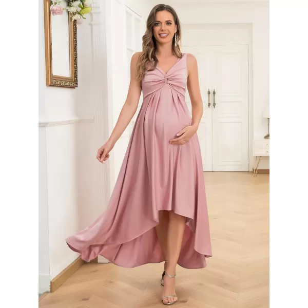 EverPretty Womens V Neck Sleeveless Pleated High Low Maternity Dress for Photoshoot 0290BEYDusty Rose