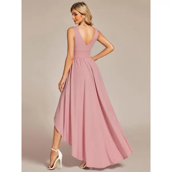 EverPretty Womens VNeck FloorLength Sleeveless High Low ALine Formal Dresses 01750Dusty Rose