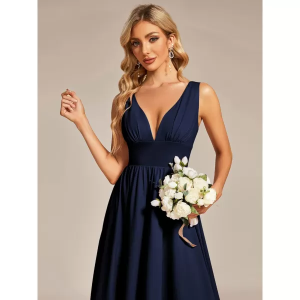 EverPretty Womens VNeck FloorLength Sleeveless High Low ALine Formal Dresses 01750Navy Blue